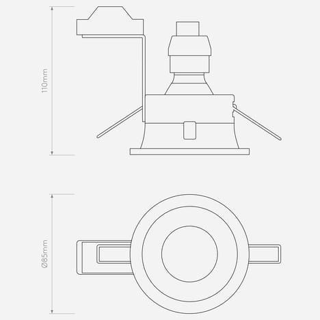 Minima Round Fixed IP65 technical drawing