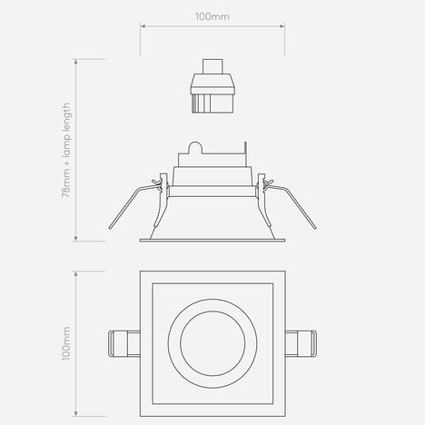 Minima Slimline Square Fixed Fire-Rated IP65 technical drawing