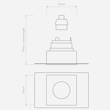 Trimless Square Fixed technical drawing