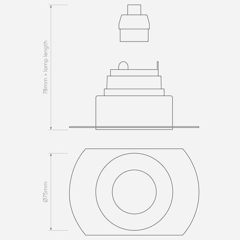 Trimless Round Fixed technical drawing