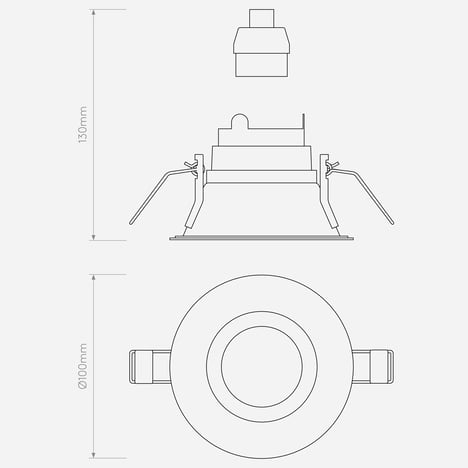 Minima Slimline Round Fixed Fire-Rated IP65 technical drawing
