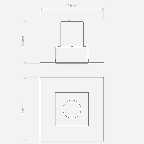 Trimless Square technical drawing