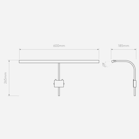 Mondrian 600 Frame Mounted LED technical drawing