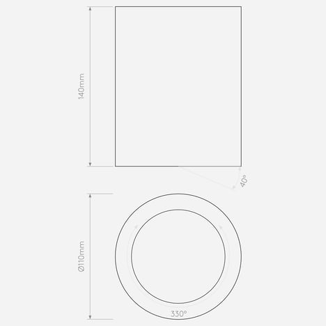 Osca Round 140 Adjustable technical drawing