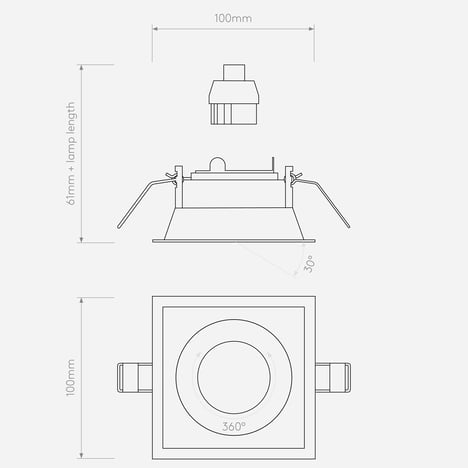 Minima Slimline Square Adjustable Fire-Rated technical drawing