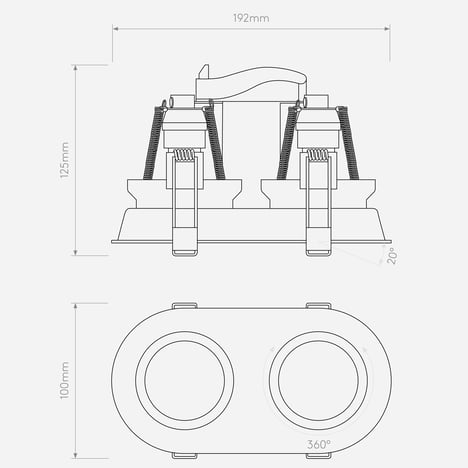 Minima Round Twin Adjustable technical drawing