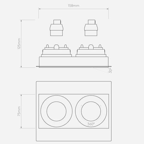Trimless Square Twin Adjustable 2