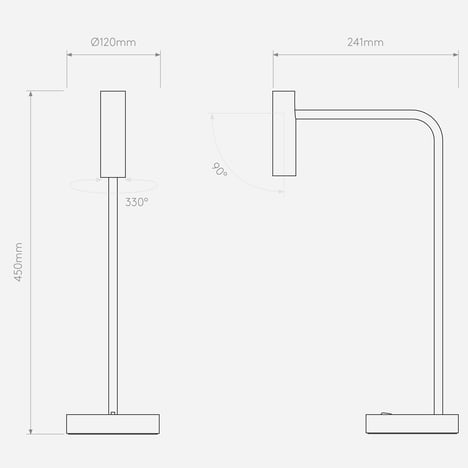 Enna Desk LED technical drawing